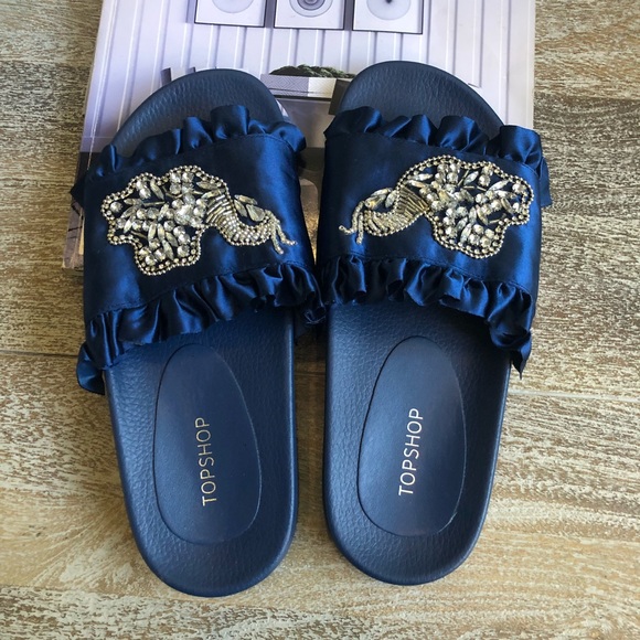 TopShop Hermione Peacock Embellished Slides - Picture 4 of 7